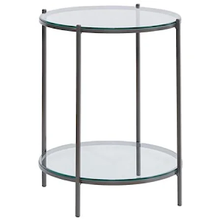 Metal Round End Table with Tempered Glass